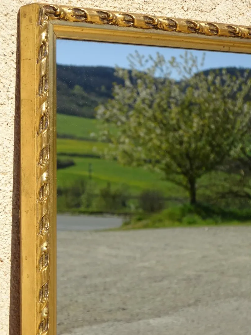 Best Pamono Wood and Gilded Stucco Mirror, 1950s