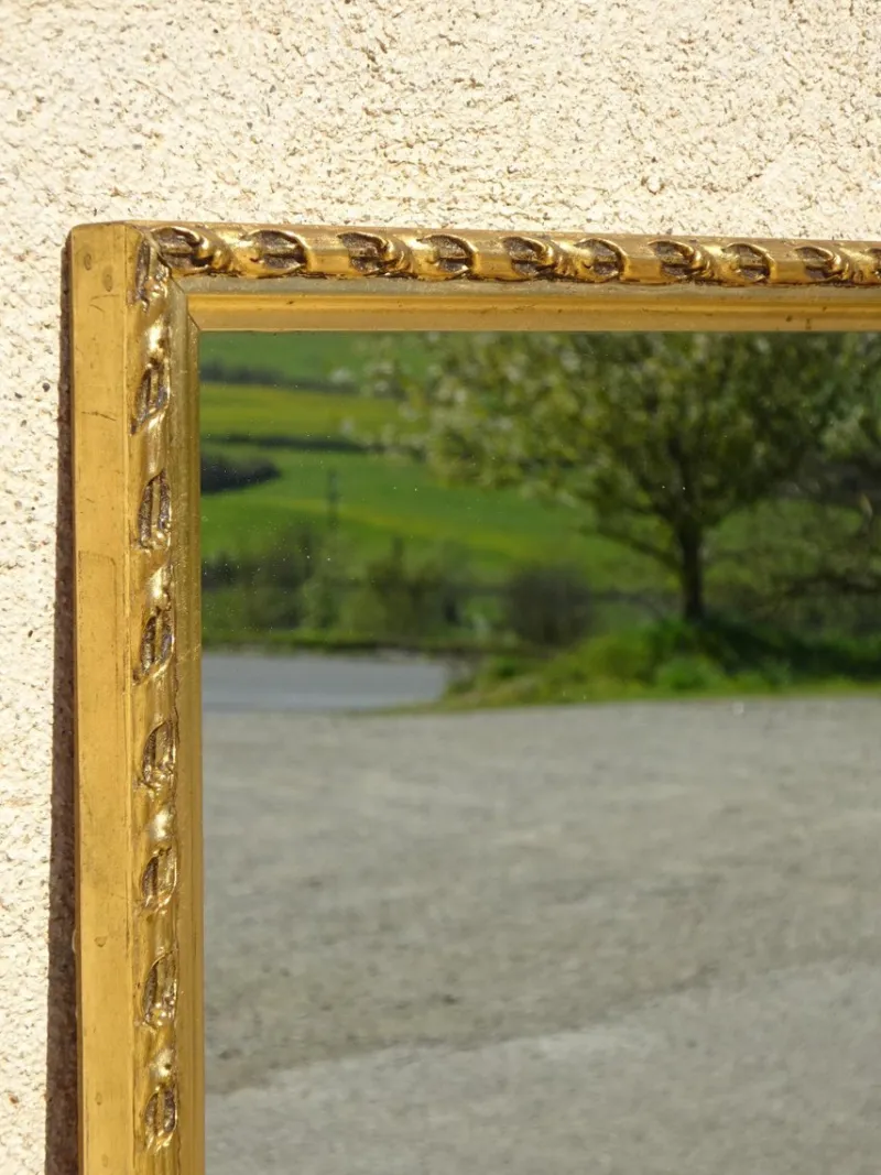 Best Pamono Wood and Gilded Stucco Mirror, 1950s