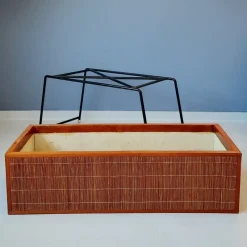 Pamono Wood and Rattan Planter, 1960s><noscript><img width=