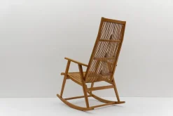 Pamono Wood and Rattan Rocking Chair from Deutsche Werkstätten Hellerau, 1960s