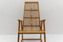 Pamono Wood and Rattan Rocking Chair from Deutsche Werkstätten Hellerau, 1960s