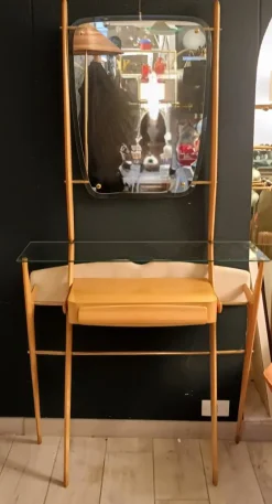 Pamono Wood Console with Mirror by Ico Parisi, Italy, 1960s><noscript><img width=