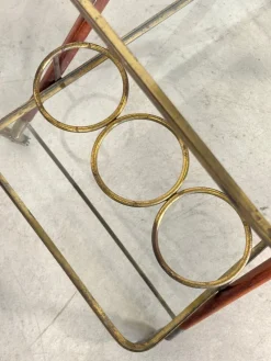 Pamono Wooden and Brass Bar Trolley by Cesare Lacca, 1960s><noscript><img width=