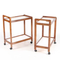 Pamono Wooden and Laminate Trolleys, 1970s, Set of 2><noscript><img width=