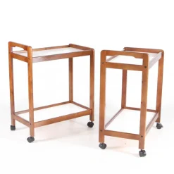 Pamono Wooden and Laminate Trolleys, 1970s, Set of 2><noscript><img width=
