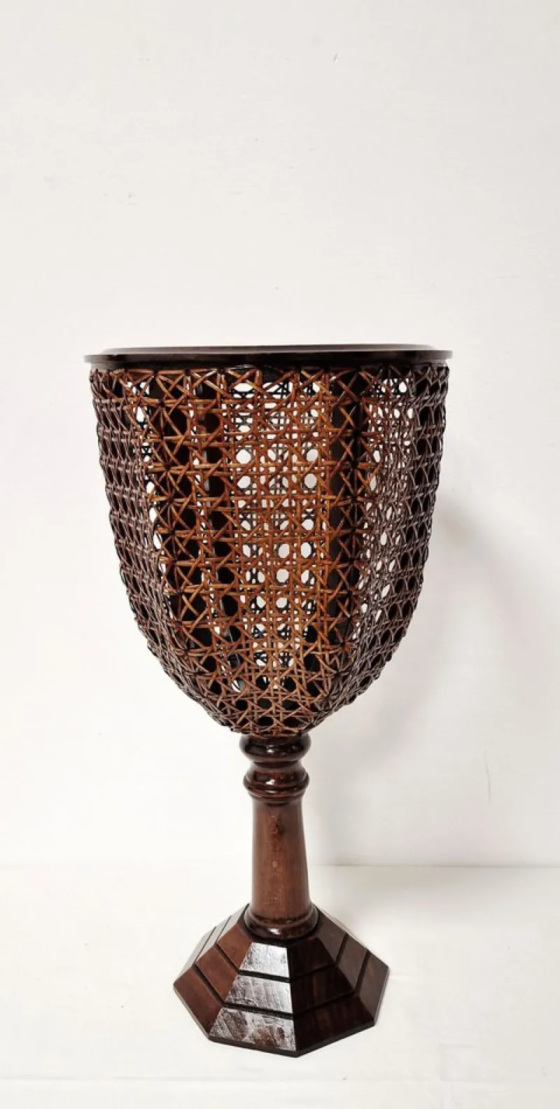 New Pamono Wooden and Vienna Straw Flowerpot, 1960s, Set of 2