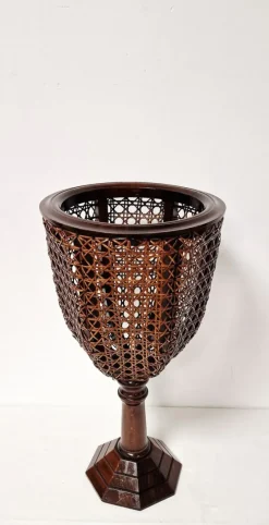 New Pamono Wooden and Vienna Straw Flowerpot, 1960s, Set of 2