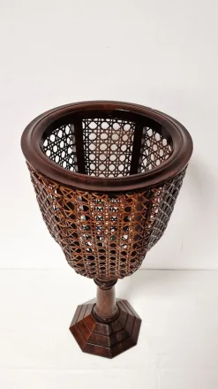 New Pamono Wooden and Vienna Straw Flowerpot, 1960s, Set of 2