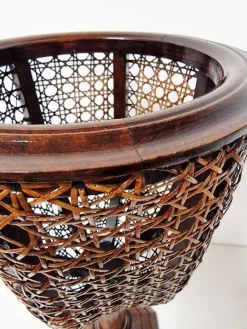 New Pamono Wooden and Vienna Straw Flowerpot, 1960s, Set of 2