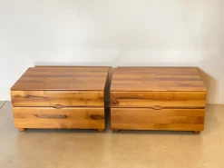 Pamono Wooden Bedside Tables by Mario Marenco for Mobilgirgi, 1980s, Set of 2><noscript><img width=