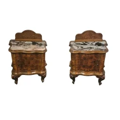Clearance Pamono Wooden Bedside Tables, 1890s, Set of 2