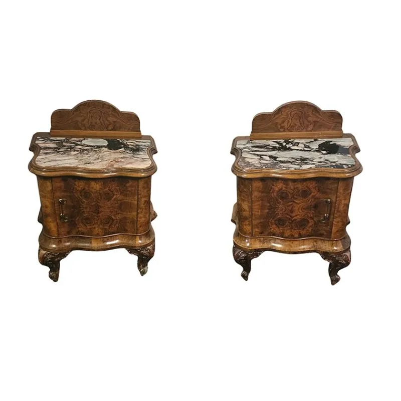 Clearance Pamono Wooden Bedside Tables, 1890s, Set of 2