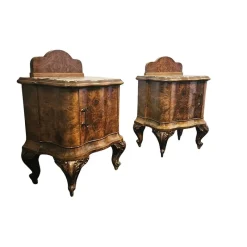 Clearance Pamono Wooden Bedside Tables, 1890s, Set of 2