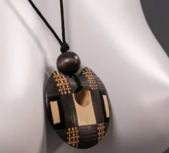 Outlet Pamono Wooden Costume Jewelry Pendant, 1980s