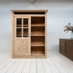 Pamono Wooden Display Cabinet with Sliding Doors, 1930><noscript><img width=