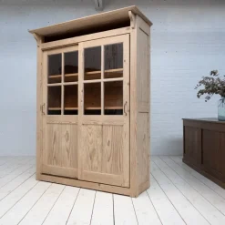 Pamono Wooden Display Cabinet with Sliding Doors, 1930><noscript><img width=