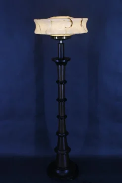 Pamono Wooden Floor Lamp with Glass Shade, 1940s><noscript><img width=