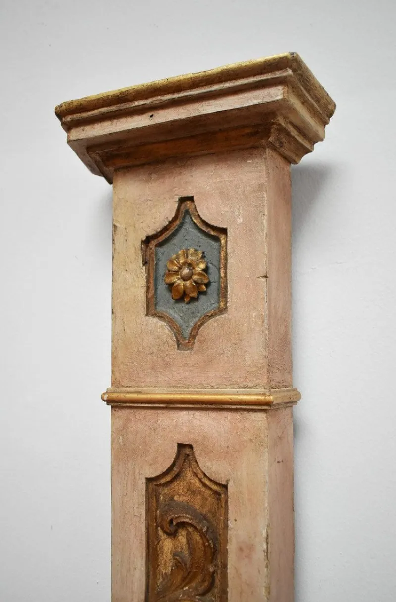 Pamono Wooden Painted Columns, 1800s, Set of 2> Pedestals And Columns
