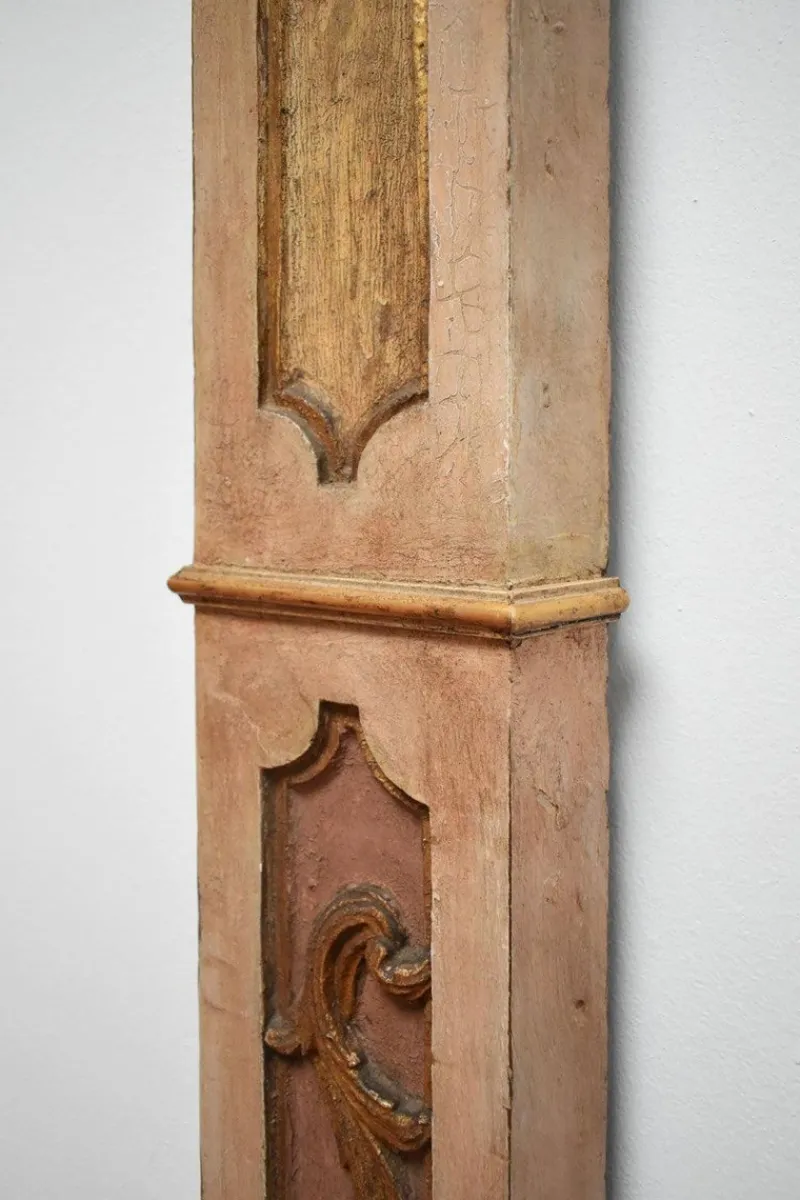 Pamono Wooden Painted Columns, 1800s, Set of 2> Pedestals And Columns