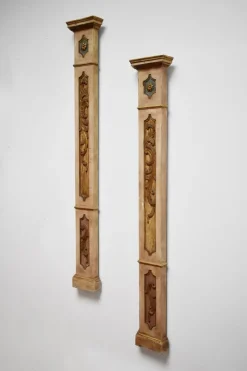 Pamono Wooden Painted Columns, 1800s, Set of 2><noscript><img width=