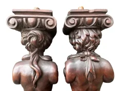 Discount Pamono Wooden Pilaster, 1890s, Set of 2