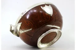 Online Pamono Wooden Salad Bowl with Silver Applications, Porcelain Core and Shield-Shaped Cards for Monograms