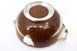 Online Pamono Wooden Salad Bowl with Silver Applications, Porcelain Core and Shield-Shaped Cards for Monograms
