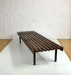 Pamono Wooden Slatted Bench from the Wiener Werkstätten, 1960s><noscript><img width=