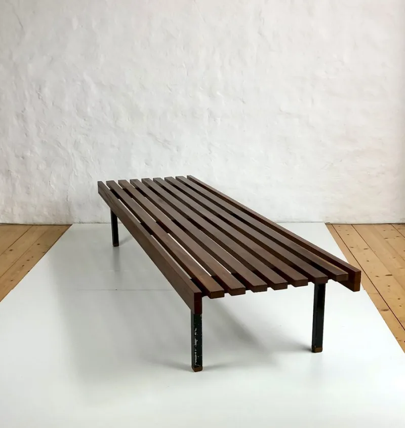 Pamono Wooden Slatted Bench from the Wiener Werkstätten, 1960s> Benches