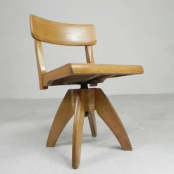 Clearance Pamono Wooden Swivel Chair, 1950s
