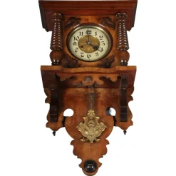 Pamono Wooden Wall Clock, 1880s> Clocks