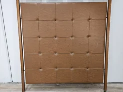Pamono Wooden Wall Coat in Skai with Brass Hangers, 1950s><noscript><img width=