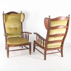 Online Pamono Wooden Wingback Chairs, 1960s, Set of 2