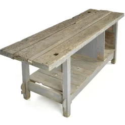 Online Pamono Workbench in Weathered Solid Wood