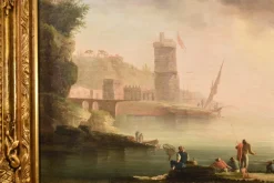 New Pamono Workshop of Charles François Grenier De Lacroix / de Marseille, Coastal View, 18th Century, Oil on Canvas, Framed