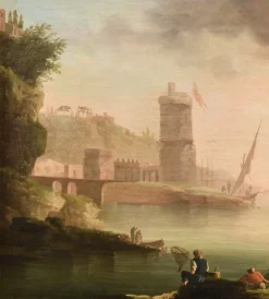 New Pamono Workshop of Charles François Grenier De Lacroix / de Marseille, Coastal View, 18th Century, Oil on Canvas, Framed