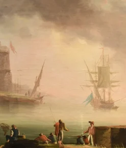 New Pamono Workshop of Charles François Grenier De Lacroix / de Marseille, Coastal View, 18th Century, Oil on Canvas, Framed