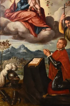 Pamono Workshop of Ippolito Scarsella / Lo Scarsellino, Madonna and Child with Saint James, 1590, Oil on Board><noscript><img width=