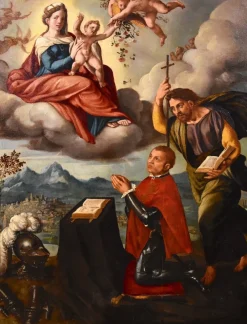 Pamono Workshop of Ippolito Scarsella / Lo Scarsellino, Madonna and Child with Saint James, 1590, Oil on Board><noscript><img width=