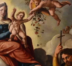 Pamono Workshop of Ippolito Scarsella / Lo Scarsellino, Madonna and Child with Saint James, 1590, Oil on Board><noscript><img width=