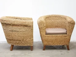 Pamono Woven Banana Garden Sofa and Armchairs, 1980s, Set of 3><noscript><img width=