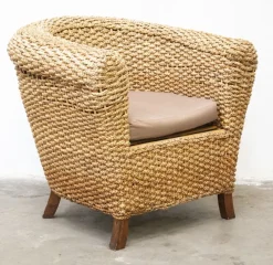 Pamono Woven Banana Garden Sofa and Armchairs, 1980s, Set of 3><noscript><img width=