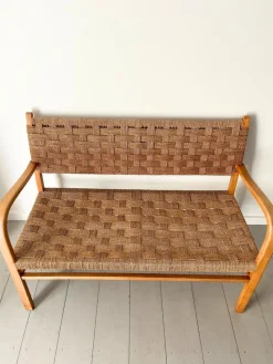 Hot Pamono Woven Bentwood Bench by Axel Larsson for Bodafors, 1940
