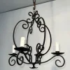 Pamono Wrought Iron Chandelier with 4 Light Arms> Ceiling Lights