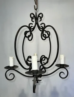 Pamono Wrought Iron Chandelier with 4 Light Arms><noscript><img width=