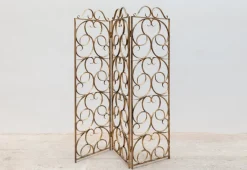 Hot Pamono Wrought Iron Decorative Gilt Folding Screen, Italy, 1950s