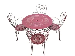 Pamono Wrought Iron Garden Table and Chairs, 1940s, Set of 5> Garden Seating