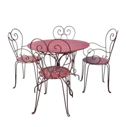 Pamono Wrought Iron Garden Table and Chairs, 1940s, Set of 5><noscript><img width=