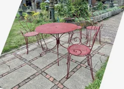 Pamono Wrought Iron Garden Table and Chairs, 1940s, Set of 5><noscript><img width=