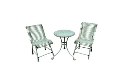 Pamono Wrought Iron Garden Table and Chairs from Arras, 1890s, Set of 3> Garden Seating